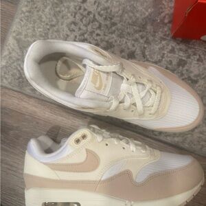 Nike Air Max White and Tan Sneakers